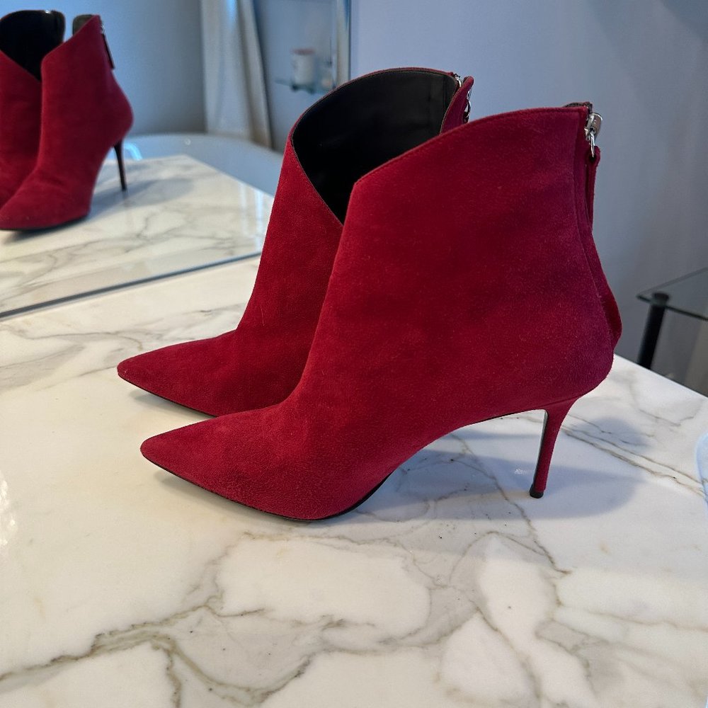 Giuseppe Zanotti Red Suede Ankle Boots